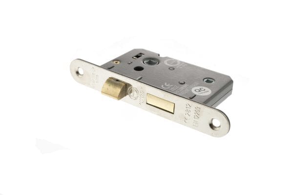 Atlantic Radius Corner Bathroom Lock 3" Bathroom Lock Atlantic 3" Polished Nickel 