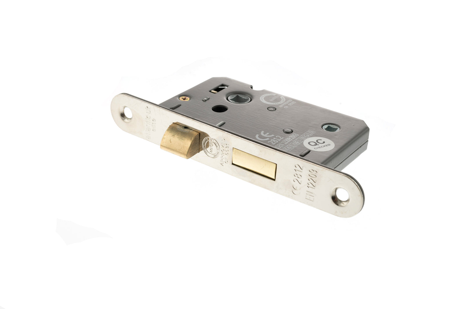 Atlantic Radius Corner Bathroom Lock 2.5" Bathroom Lock Atlantic 2.5" Polished Nickel 
