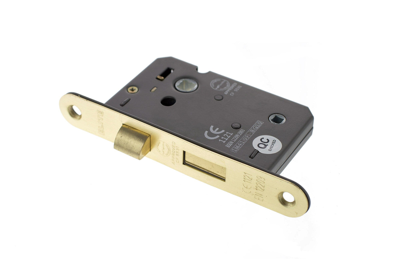 Atlantic Radius Corner Bathroom Lock 2.5" Bathroom Lock Atlantic 2.5" Satin Brass 