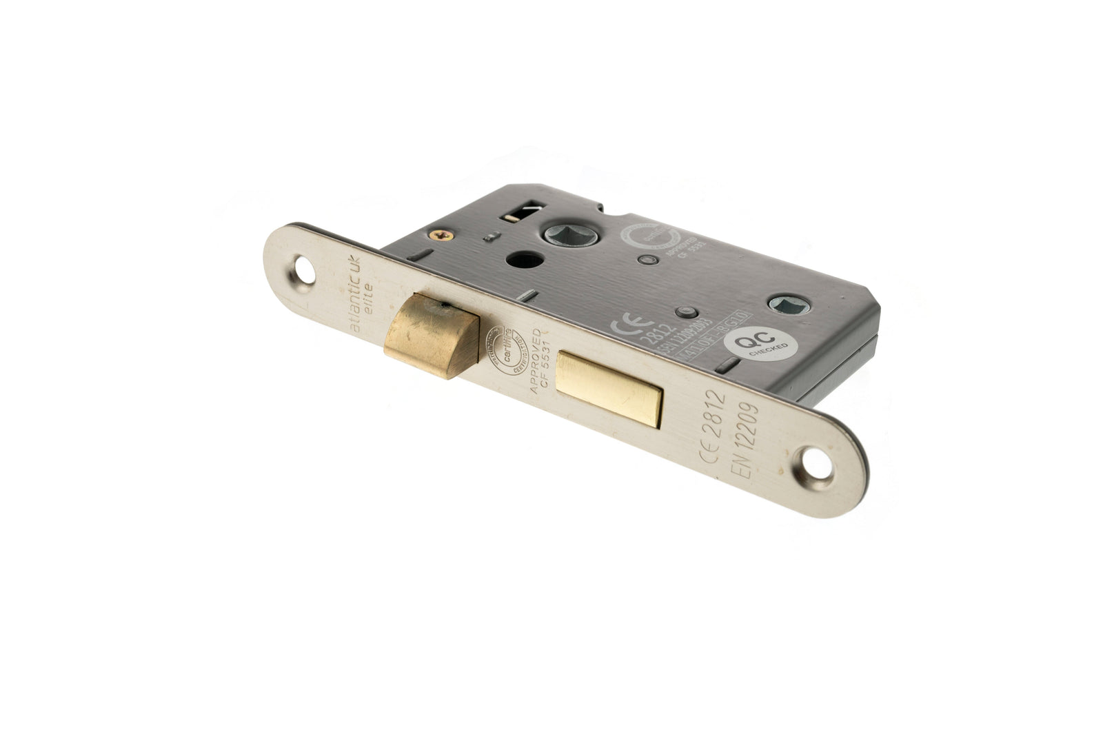 Atlantic Radius Corner Bathroom Lock 2.5" Bathroom Lock Atlantic 2.5" Satin Nickel 