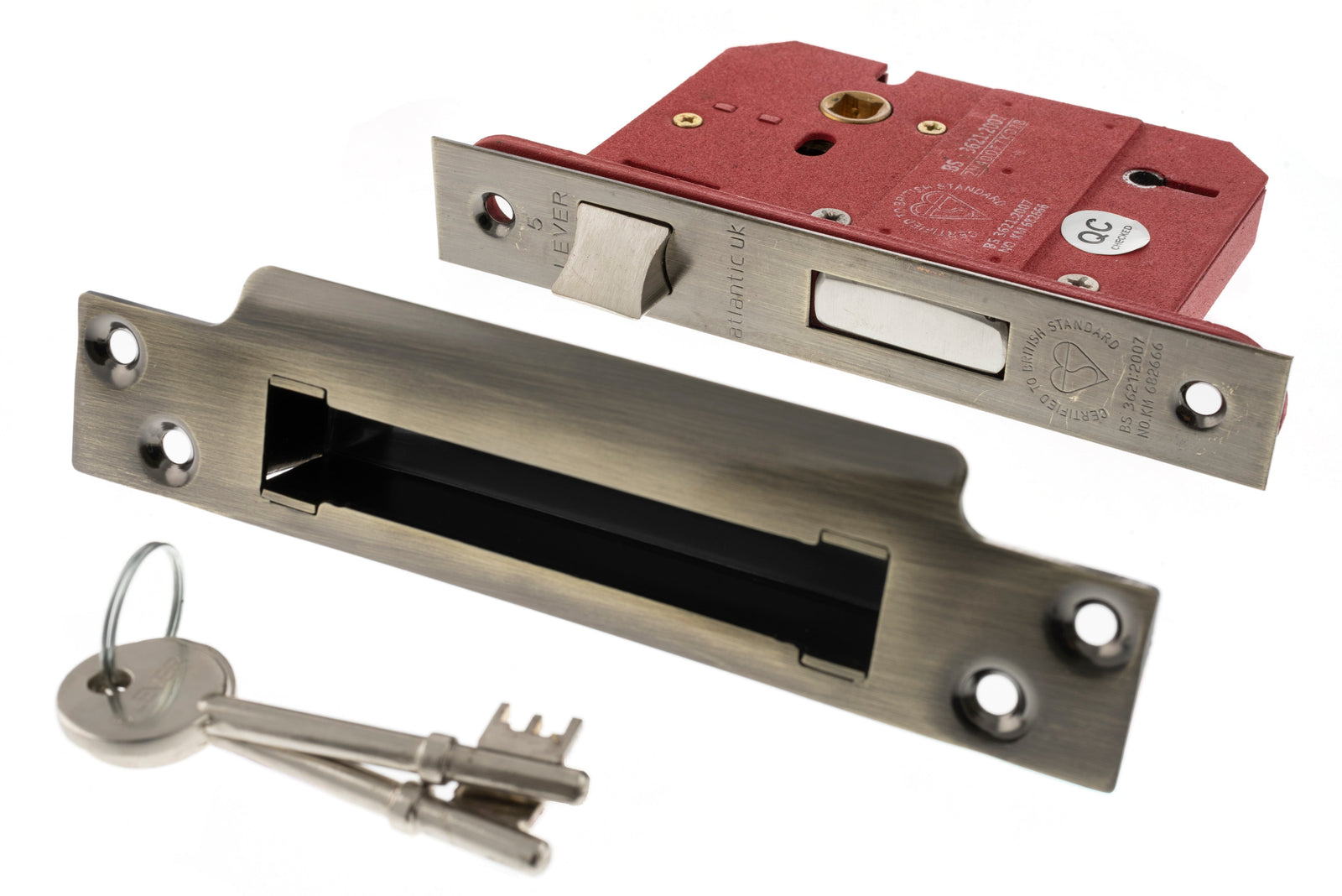 Atlantic 5 Lever Key Sashlock British Standard 2.5" in Antique Brass Sashlock Atlantic 