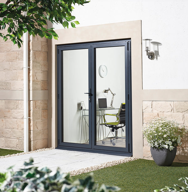 Aluvu External French Door Grey Pre-Finished External Door