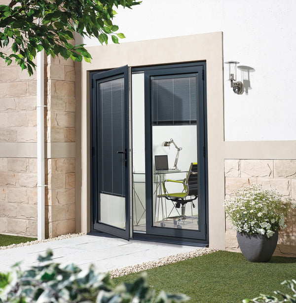 AluVu 6ft External French Door Grey Pre-Finished External Door