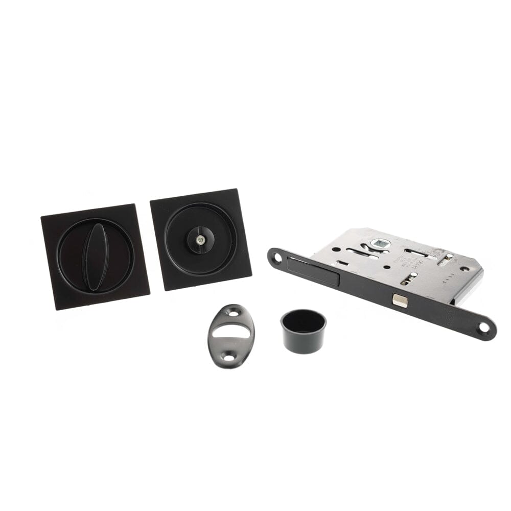 AGB Sliding Door Bathroom Lock Set with Square Flush Handle