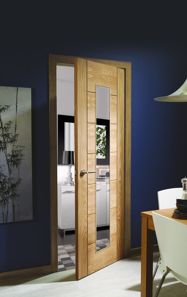 Palermo Original Pre-Finished Oak 1 Light Internal Door with Clear Glass