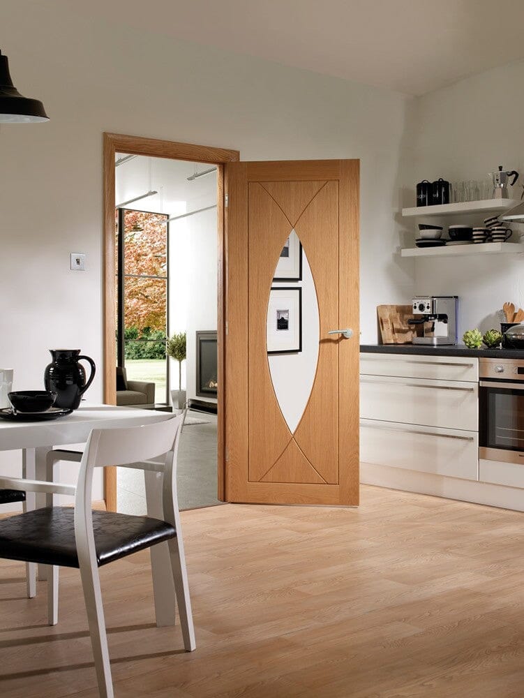 Pesaro Pre-Finished Internal Oak Door with Clear Glass Internal Door XL Joinery 