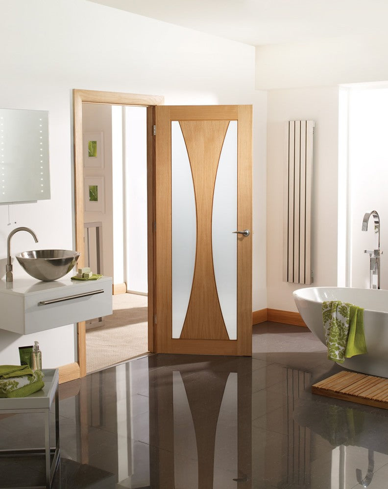 Verona Internal Oak Door with Obscure Glass