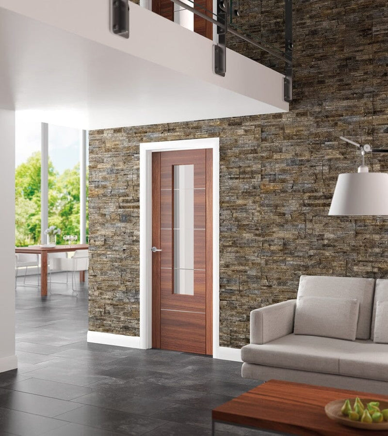 Portici Pre-Finished Internal Walnut Door Clear Glass Internal Door XL Joinery 