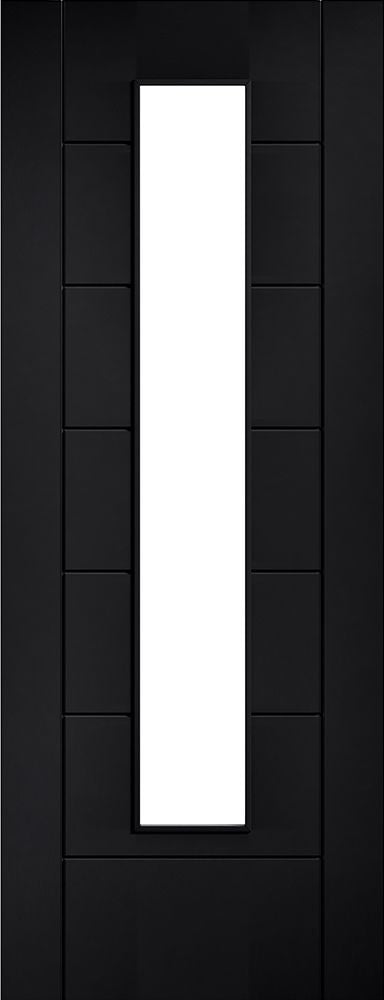 Black Laminate Linear 7 Panel Glazed Pre-Finished Internal Door Internal Door LPD Doors 