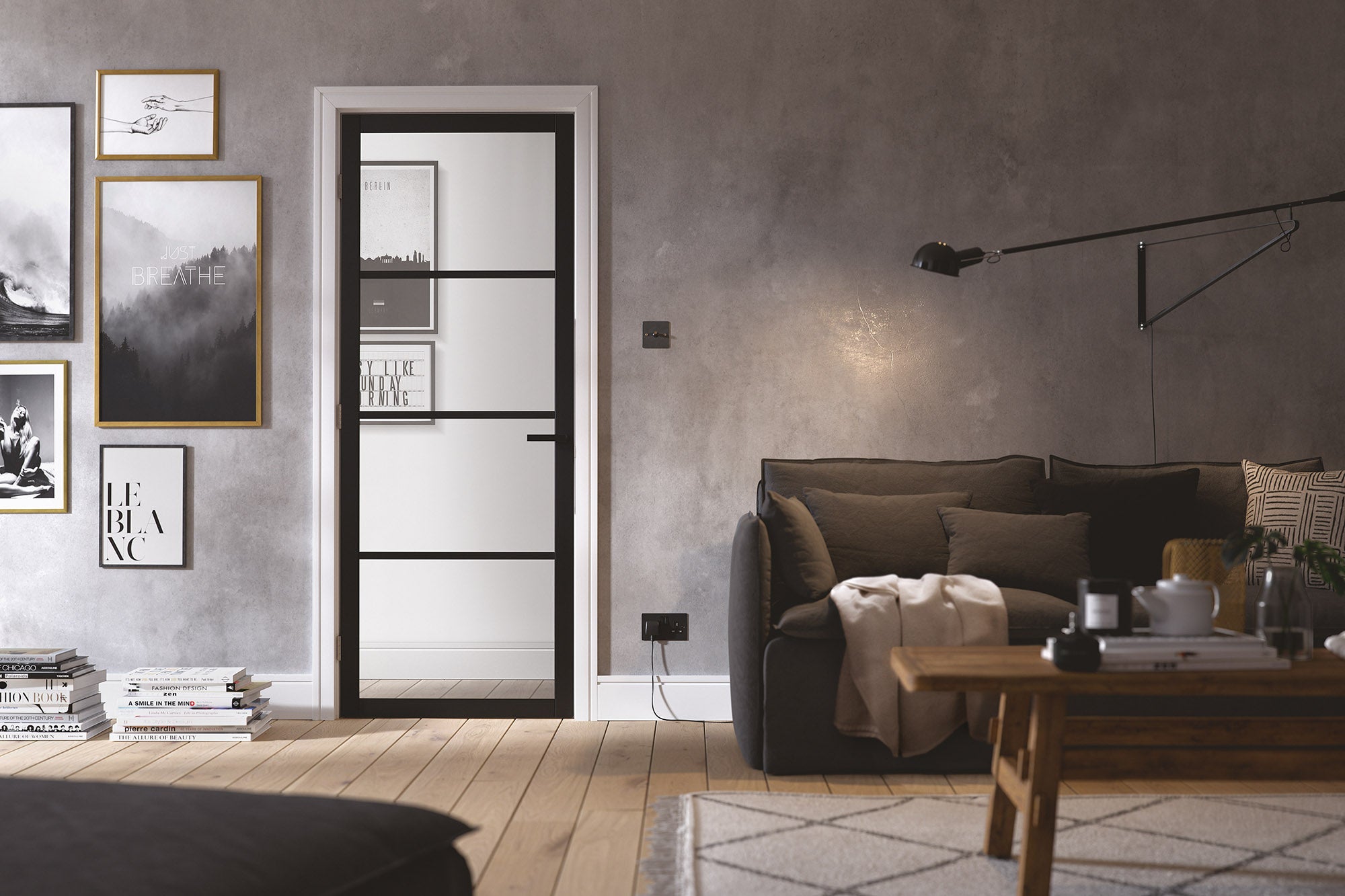 Black Soho 4 Light Primed Internal Door