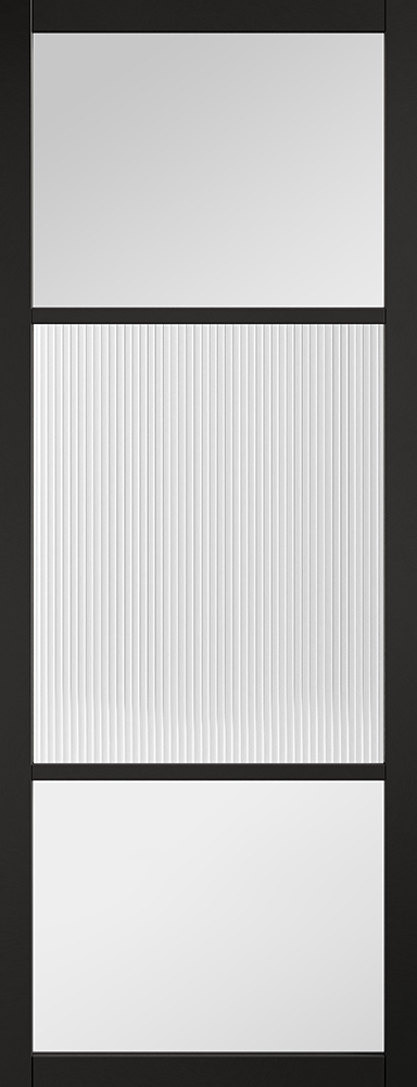 Black Sutton Reeded Glazed Pre-Finished Internal Door