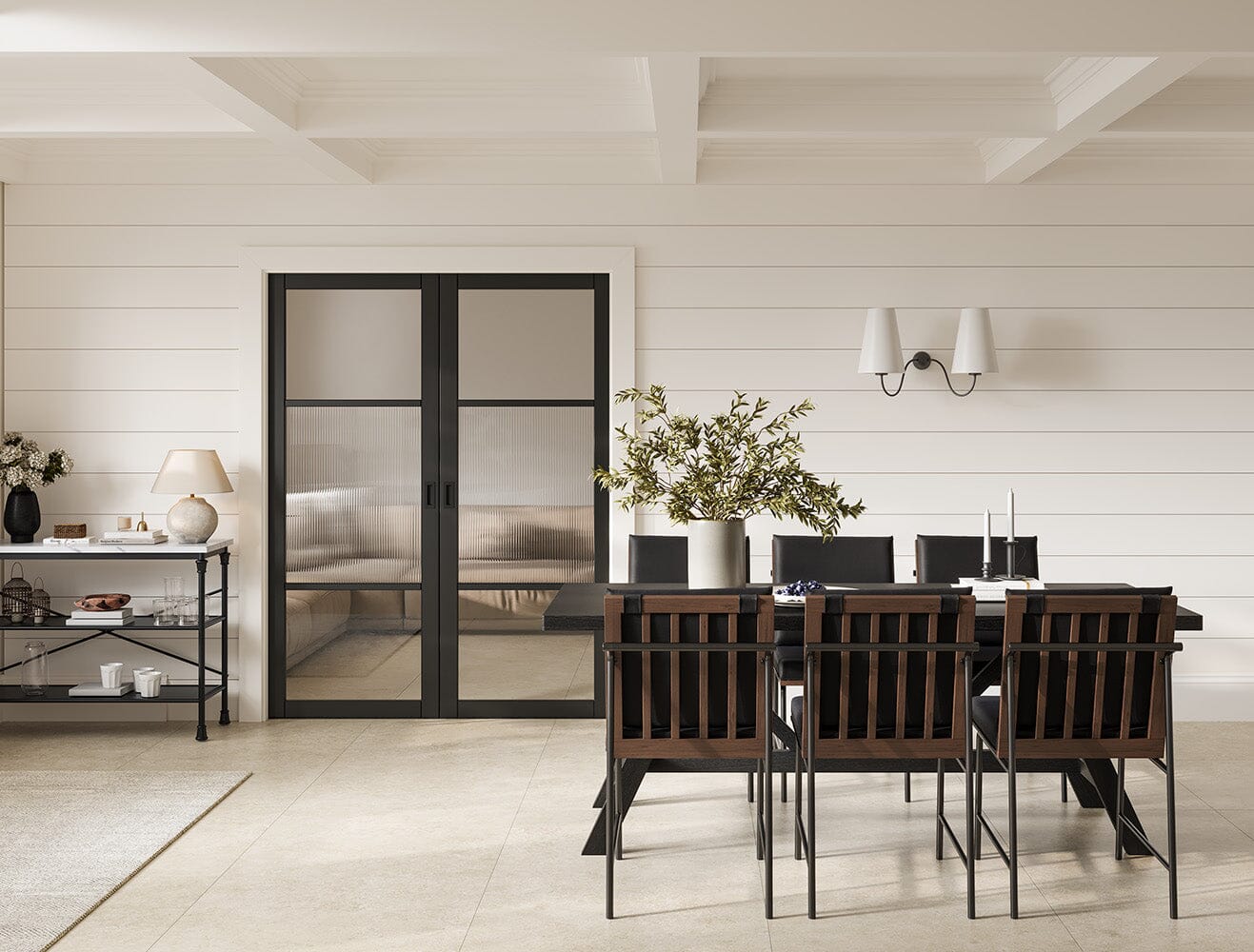 Black Sutton Reeded Glazed Pre-Finished Internal Door Internal Door LPD Doors 