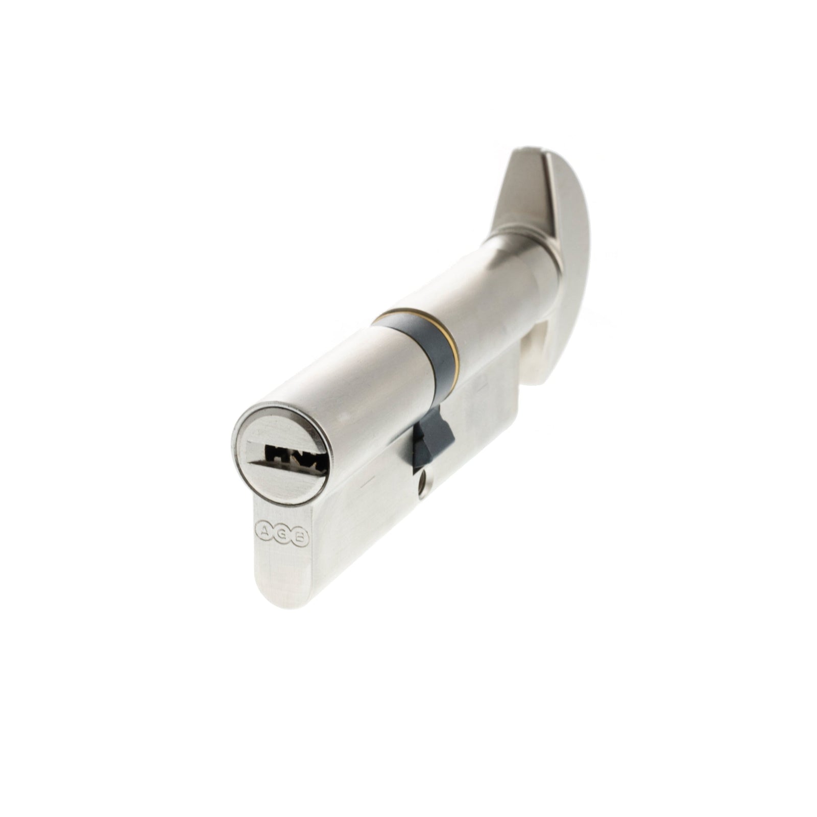 AGB Euro Profile 15 Pin Cylinder Key to Turn 40-40mm (80mm) in Satin Chrome Cylinder Atlantic 
