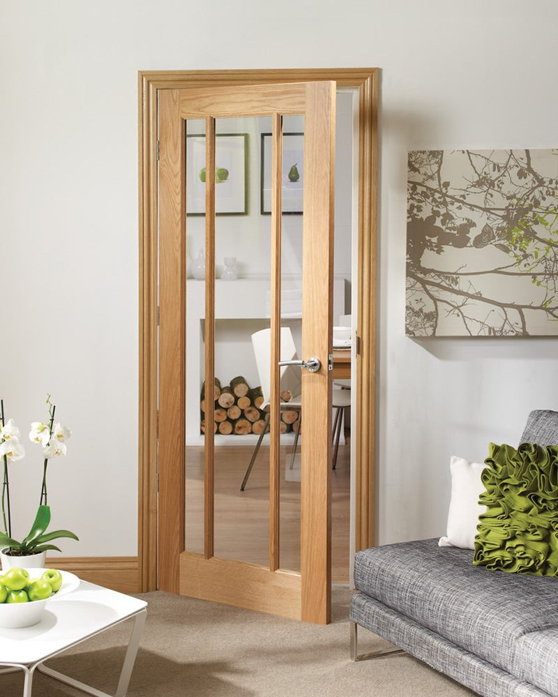 Worcester Pre-Finished Internal Oak Door with Clear Glass