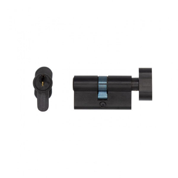 Cylinder Lock with Key & Knob Matt Black Finish Hardware Deanta 