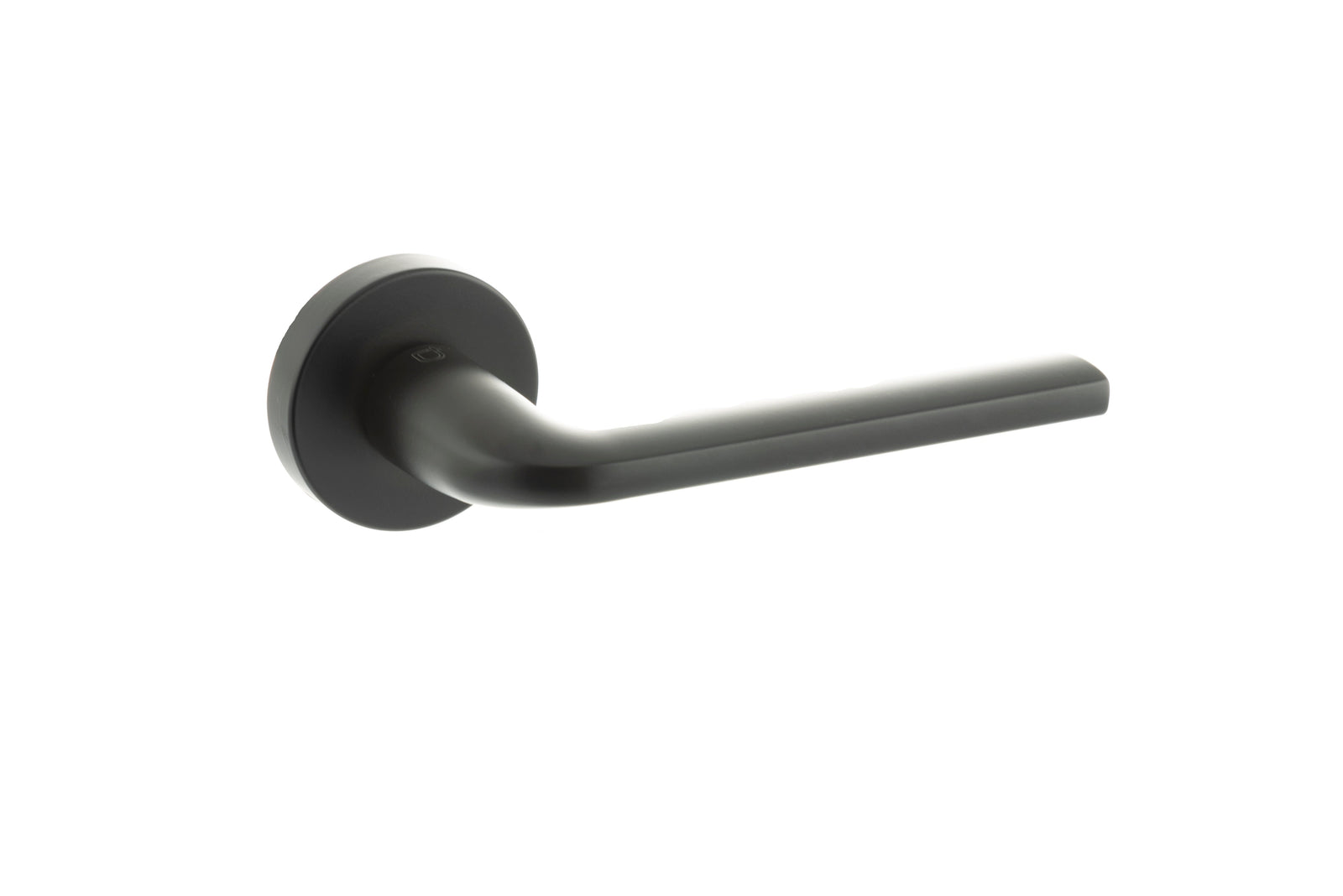 CleanTouch Anti-Bac Forme Milly Designer Lever Minimal Round Rose in Matt Black Designer Lever Handle Atlantic 