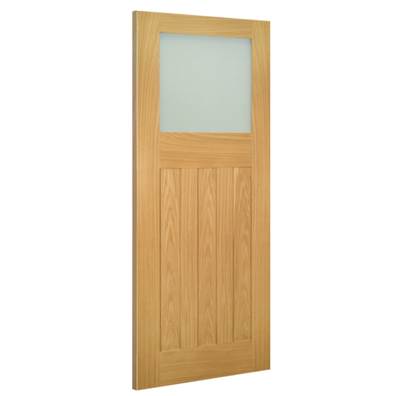 Cambridge Unfinished Oak Frosted Glazed Internal Door