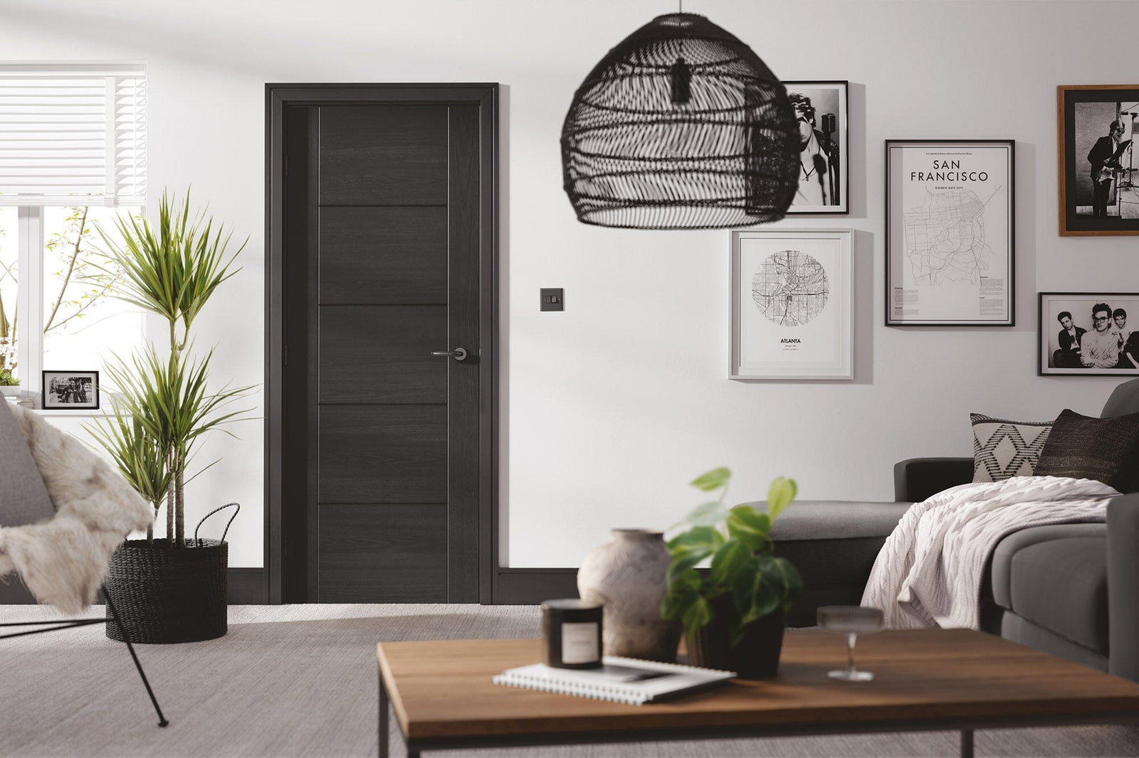 Charcoal Black Vancouver 5 Panel Pre-Finished Internal Door Internal Door LPD Doors 
