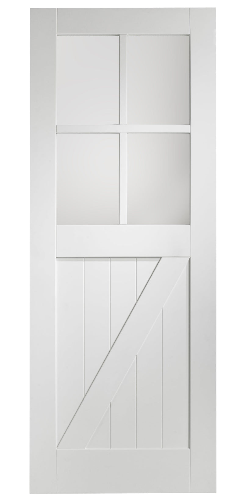 White Primed Cottage Door with Clear Glass Internal Door XL Joinery 