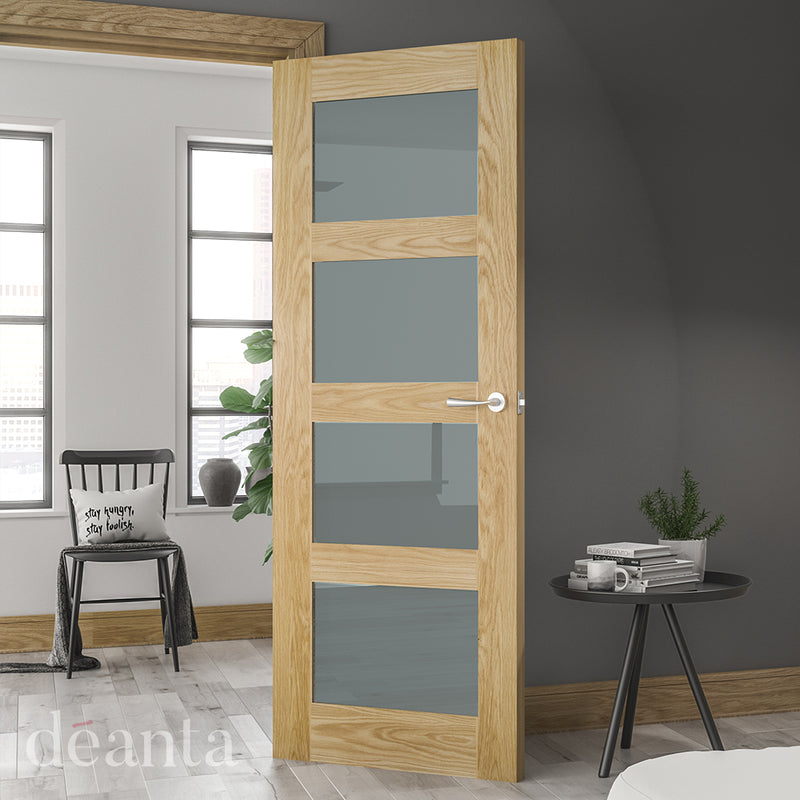 Coventry Prefinished Oak Frosted Glazed Internal Door