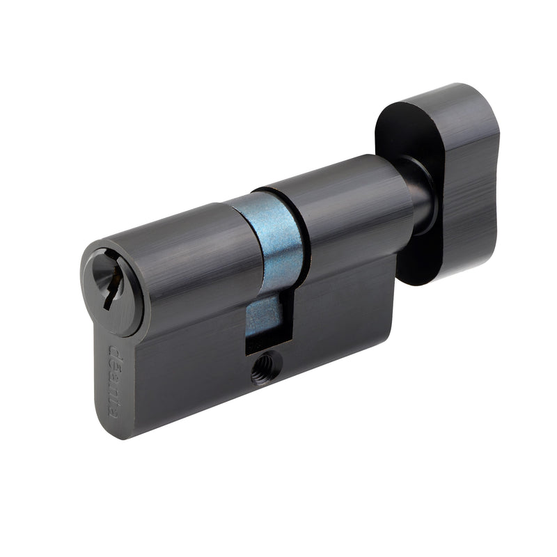 Cylinder Lock with Key & Knob Matt Black Finish Hardware Deanta 