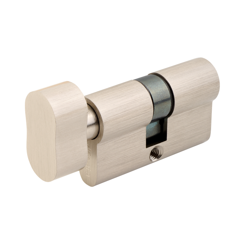 Cylinder Lock with Key & Knob Satin Nickel Finish