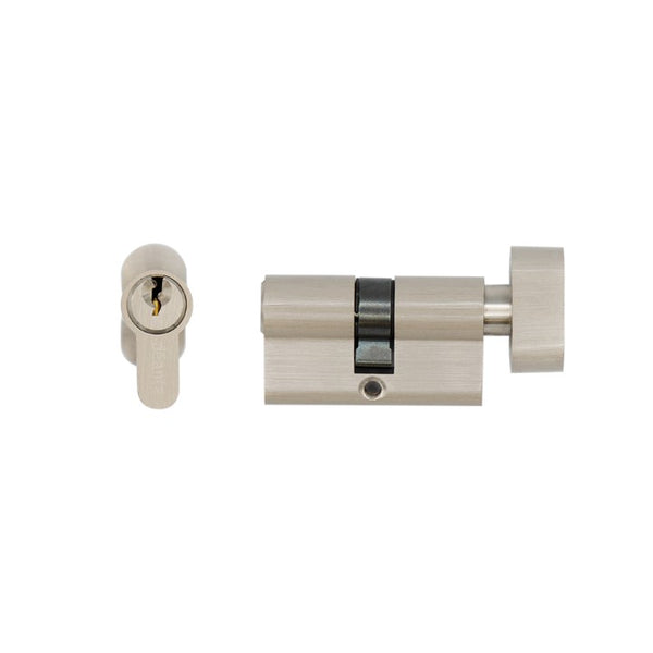 Cylinder Lock with Key & Knob Satin Nickel Finish