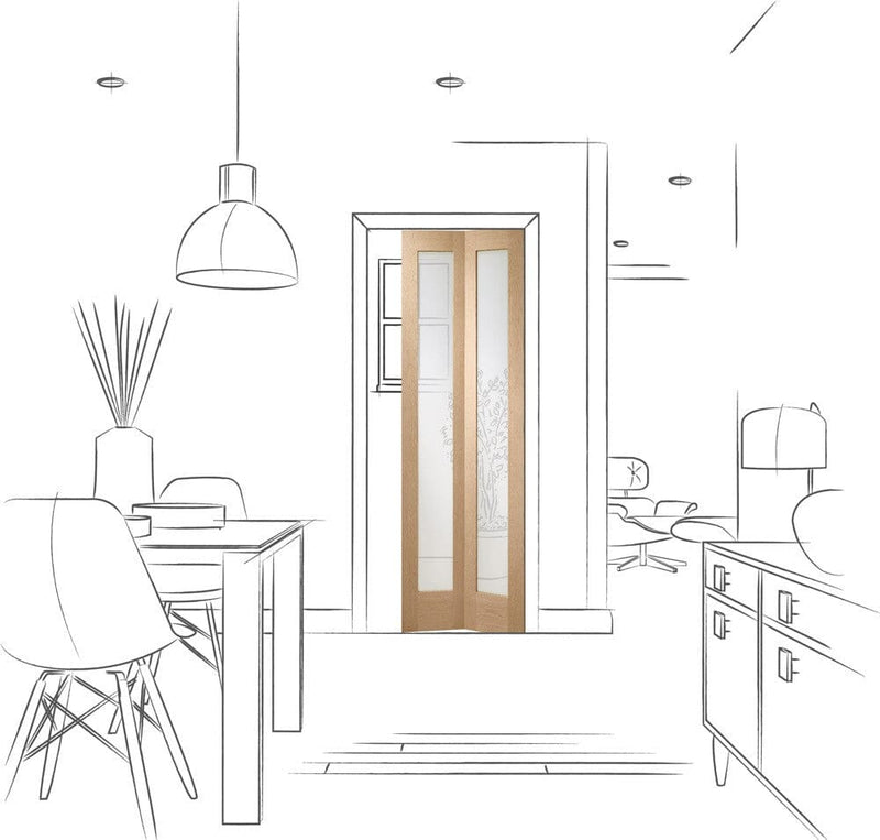 Pattern 10 Bifold Internal Oak Door with Clear Glass Internal Bifold Door XL Joinery 