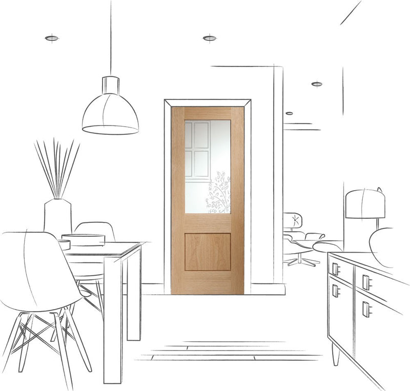 Piacenza Internal Oak Door with Clear Glass