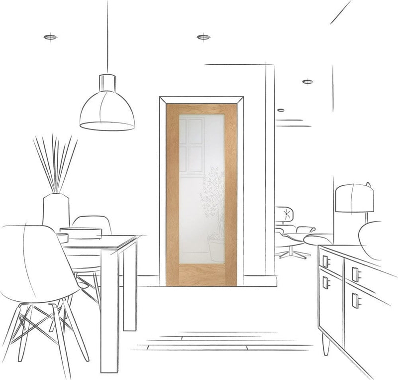 Pattern 10 Internal Oak Fire Door with Clear Glass Internal Fire Door XL Joinery 