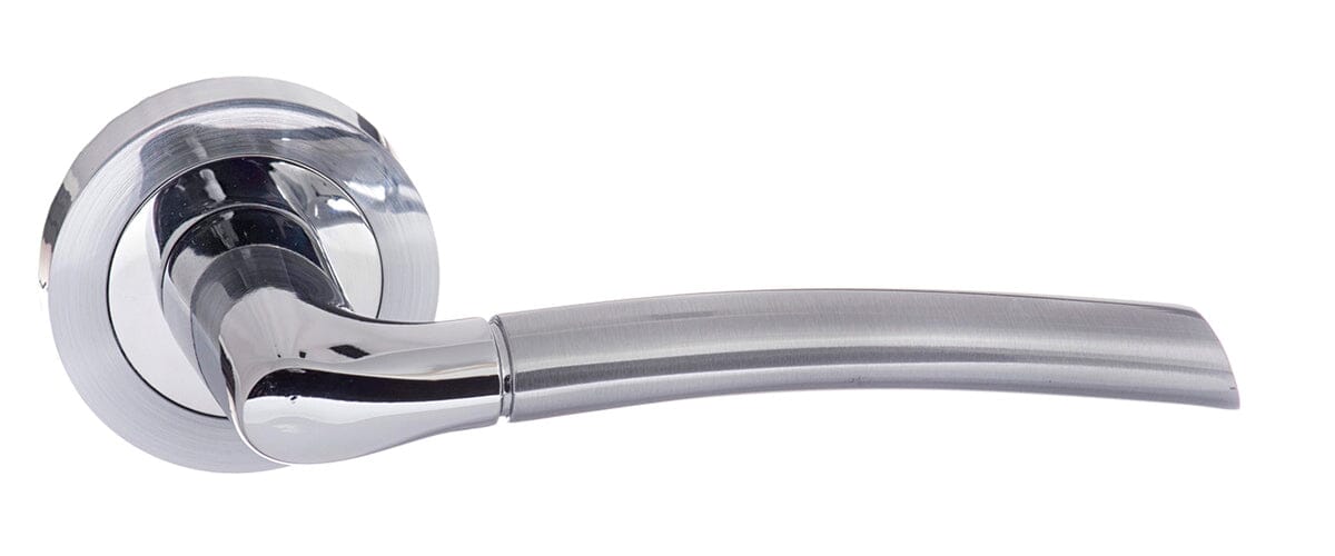 Eco Swell Aluminium Lever Round Rose in Satin Chrome/Polished Chrome Lever on Round Rose Atlantic 