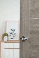 Eco Aqua Aluminium Lever Round Rose in Polished Chrome Lever on Round Rose Atlantic 