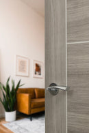 Eco Wave Aluminium Lever Round Rose in Polished Chrome Lever on Round Rose Atlantic 