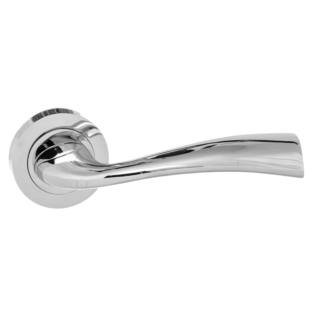 Eco Wave Aluminium Lever Round Rose in Polished Chrome Lever on Round Rose Atlantic 