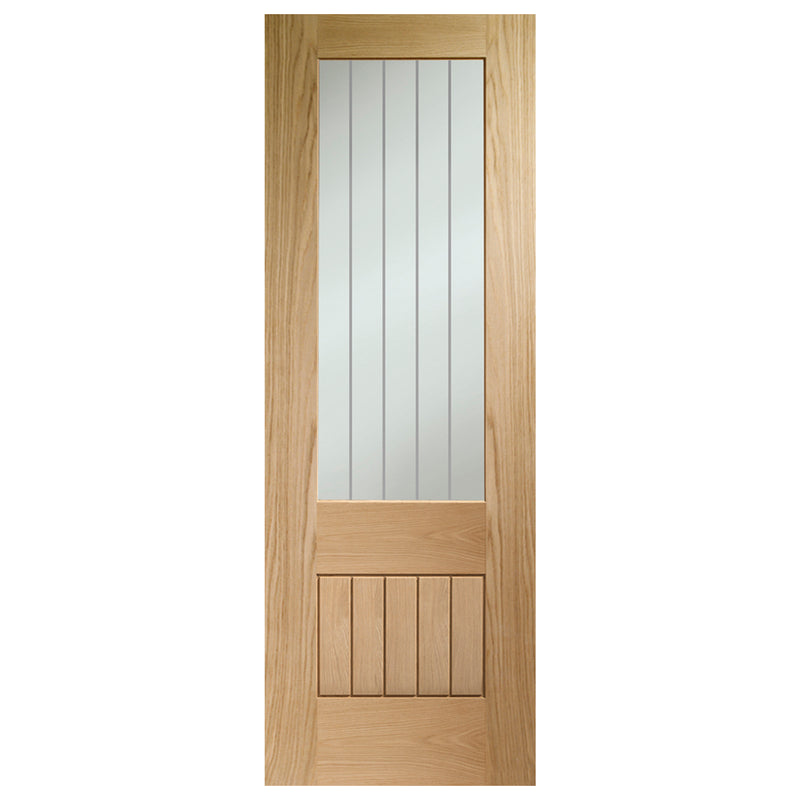 Suffolk Essential Oak 2XG Internal Door with Clear Etched Glass