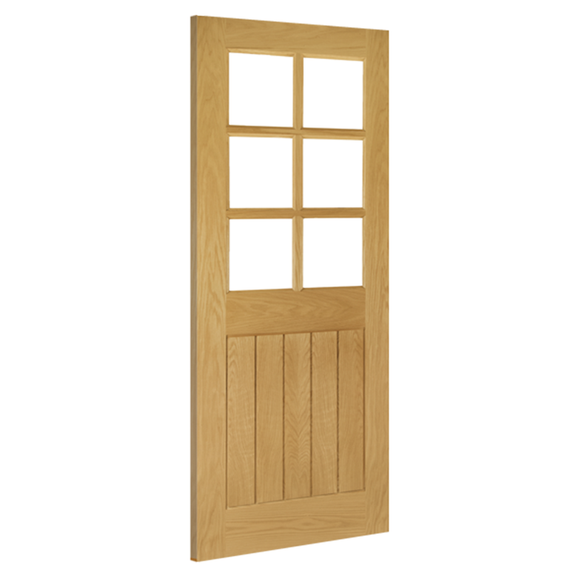 Ely Unfinished Oak Bevelled Glazed (6L) Internal Door