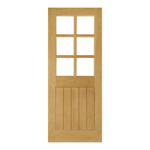 Ely Unfinished Oak Bevelled Glazed (6L) Internal Door