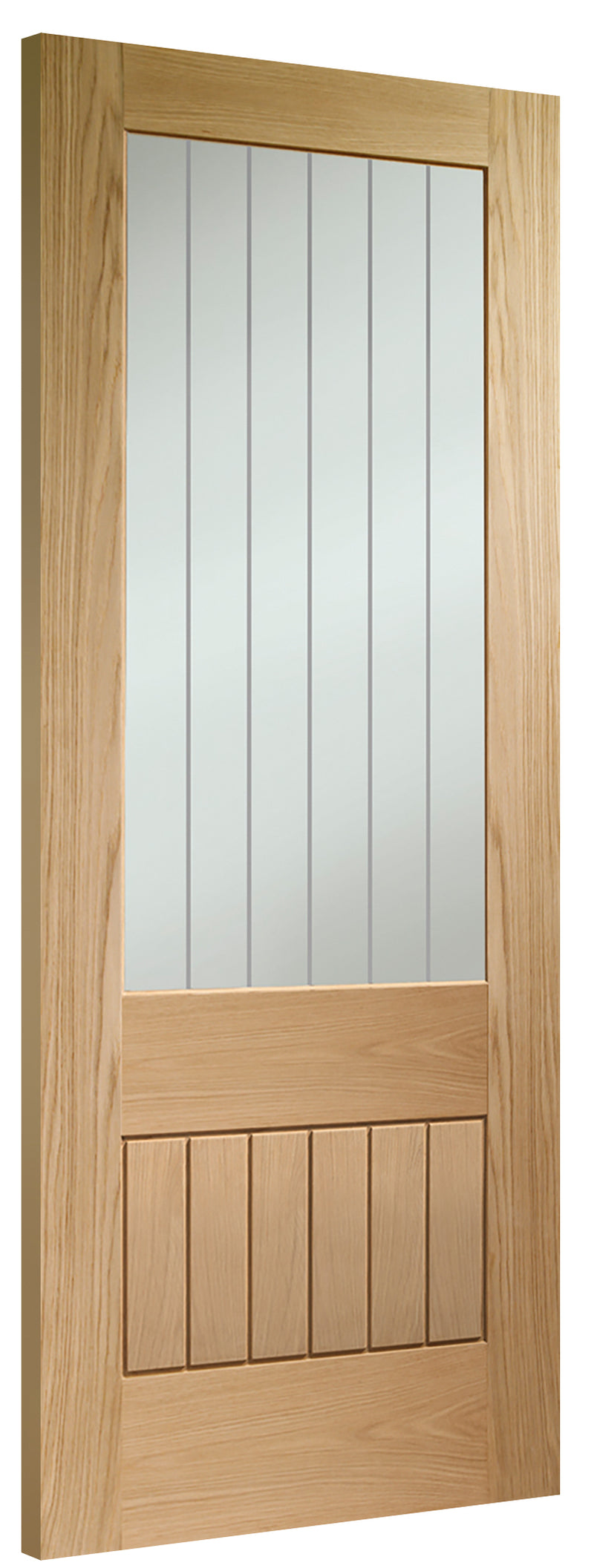 Suffolk Essential Oak 2XG Internal Door with Clear Etched Glass