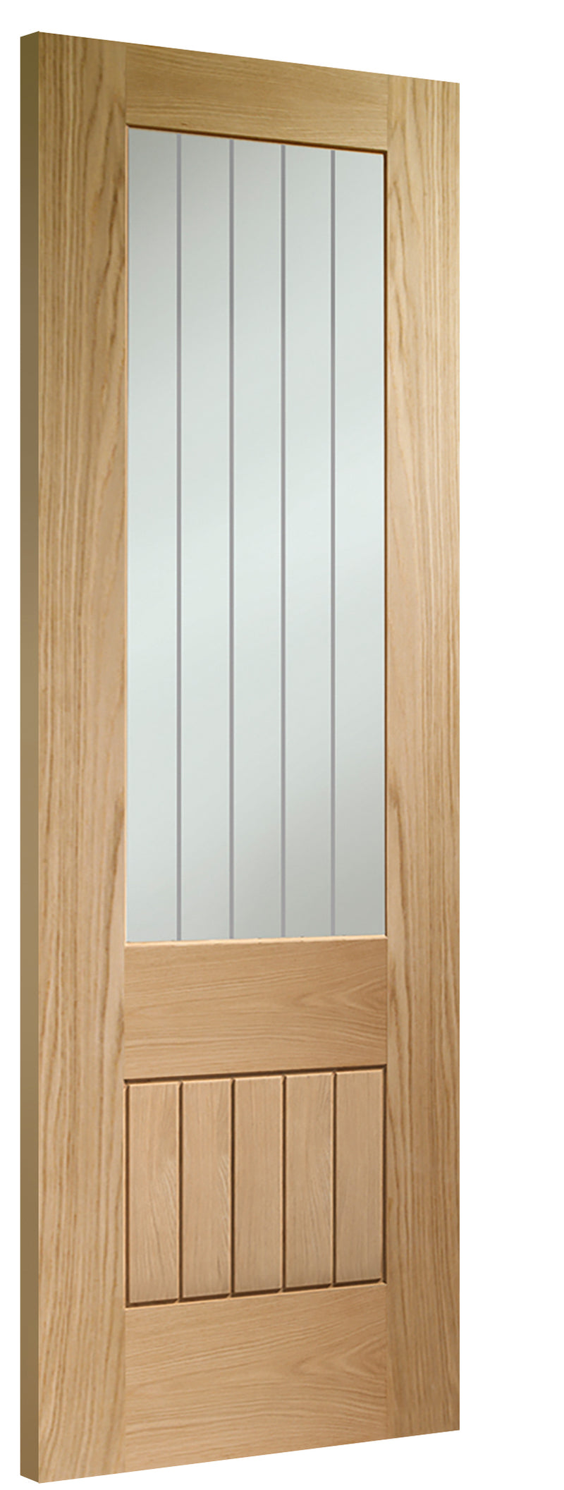 Suffolk 2XG Oak Pre-Finished Internal Door with Clear Etched Glass