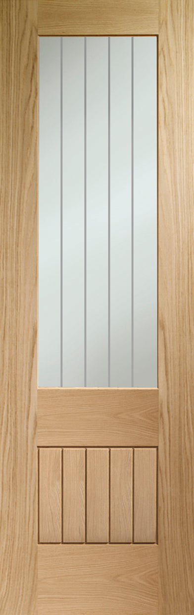 Suffolk 2XG Oak Pre-Finished Internal Door with Clear Etched Glass