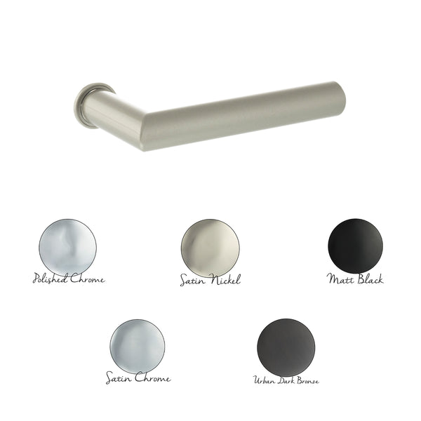 Forme Elle Lever Door Handle on Concealed Round Rose in Polished Chrome