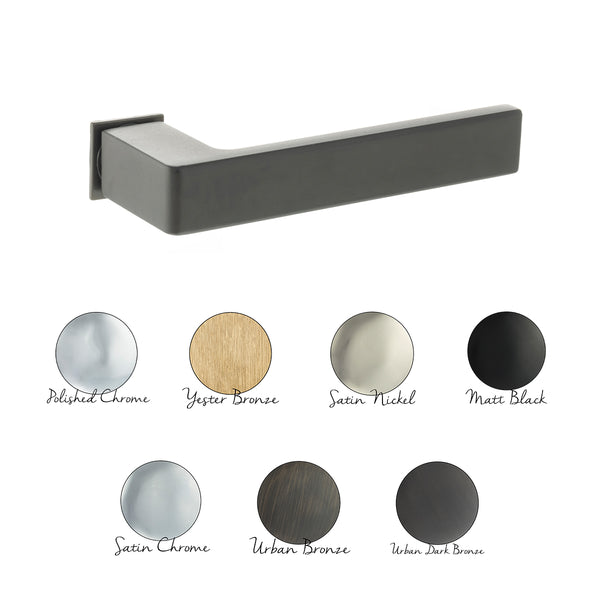 Forme Asti Lever Door Handle on Concealed Square Rose in Satin Nickel