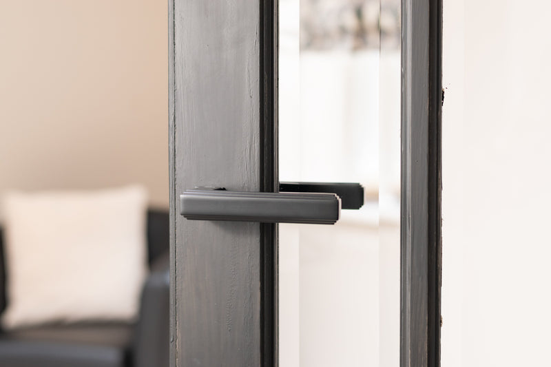 Forme Alila Lever Door Handle on Concealed Square Rose in Satin Nickel