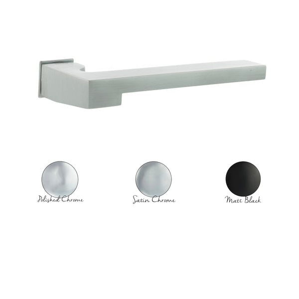 Forme Ginevra Lever Door Handle on Concealed Square Rose in Satin Chrome