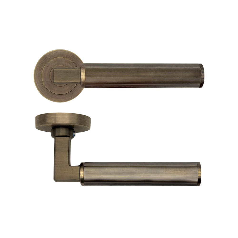 Delphi Matt Antique Brass Removable Round Rose Handle Door Handle Pack Deanta 