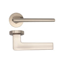 Ithaca Satin Nickel Round Rose Handle Door Handle Pack Deanta 