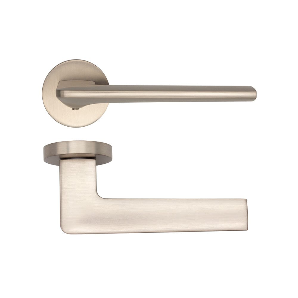 Ithaca Satin Nickel Round Rose Handle Door Handle Pack Deanta 