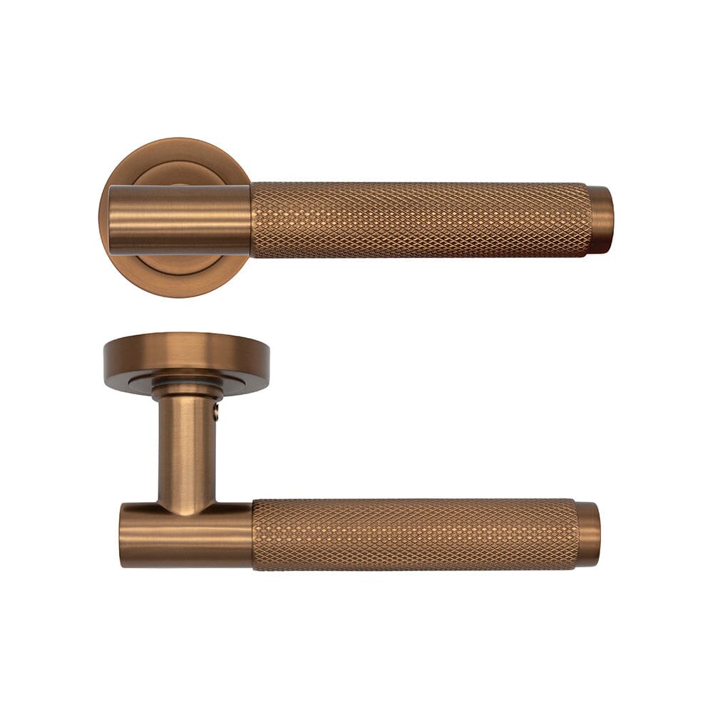 Sparta Dark Rose Gold Removable Round Rose Handle Door Handle Pack Deanta 