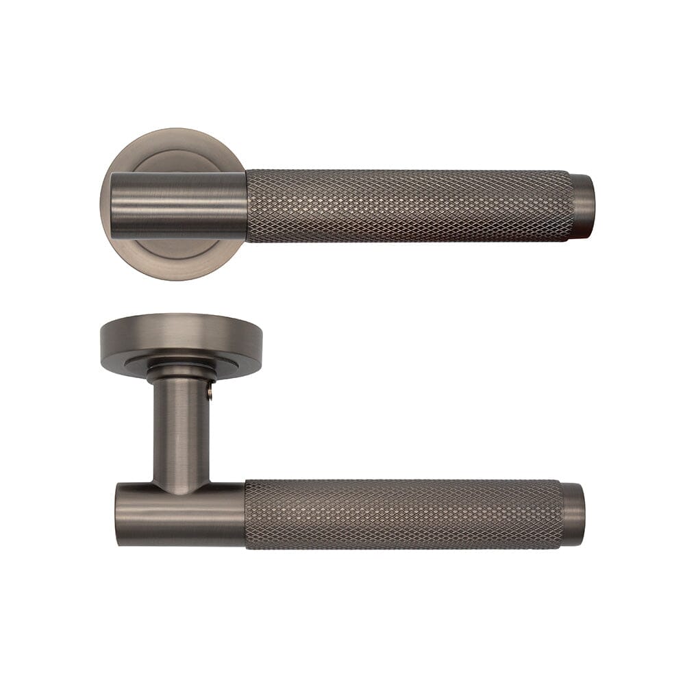 Sparta Matt Satin Black Nickel Removable Round Rose Handle Door Handle Pack Deanta 