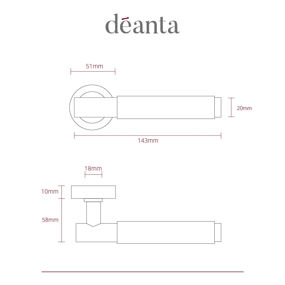 Sparta Matt Satin Black Nickel Removable Round Rose Handle Door Handle Pack Deanta 